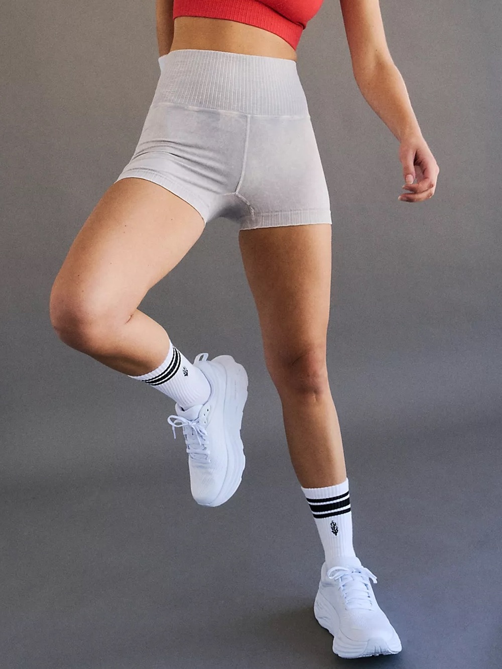 Free People Good Karma High-Rise 2.75" Run Shorts NWOT size XS/S Ice Gray